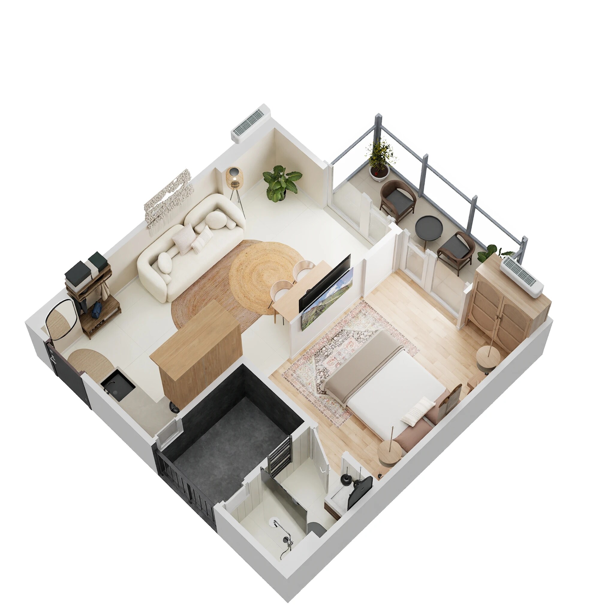 Floor plan of 725 Sq. Ft. Studio in Purvanchal Sunbliss, Greater Noida