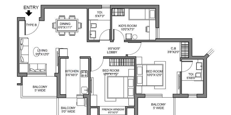 radhey krishna casa green i apartment 3bhk 1140sqft 31