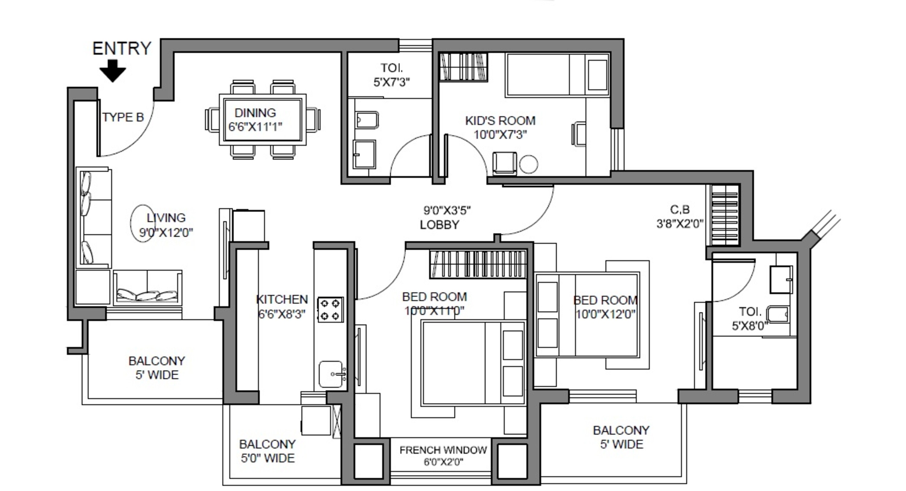 radhey krishna casa green i apartment 3bhk 1140sqft 31