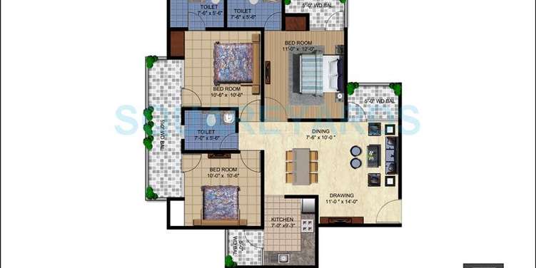 rajhans residency apartment 3bhk 1400sqft 1