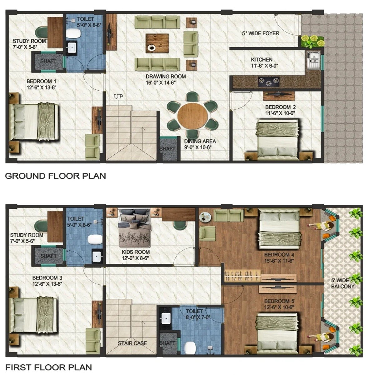 Floor plan of 6 BHK 2300 Sq. Ft. Villa in Redbricks Pristine Villas, Greater Noida