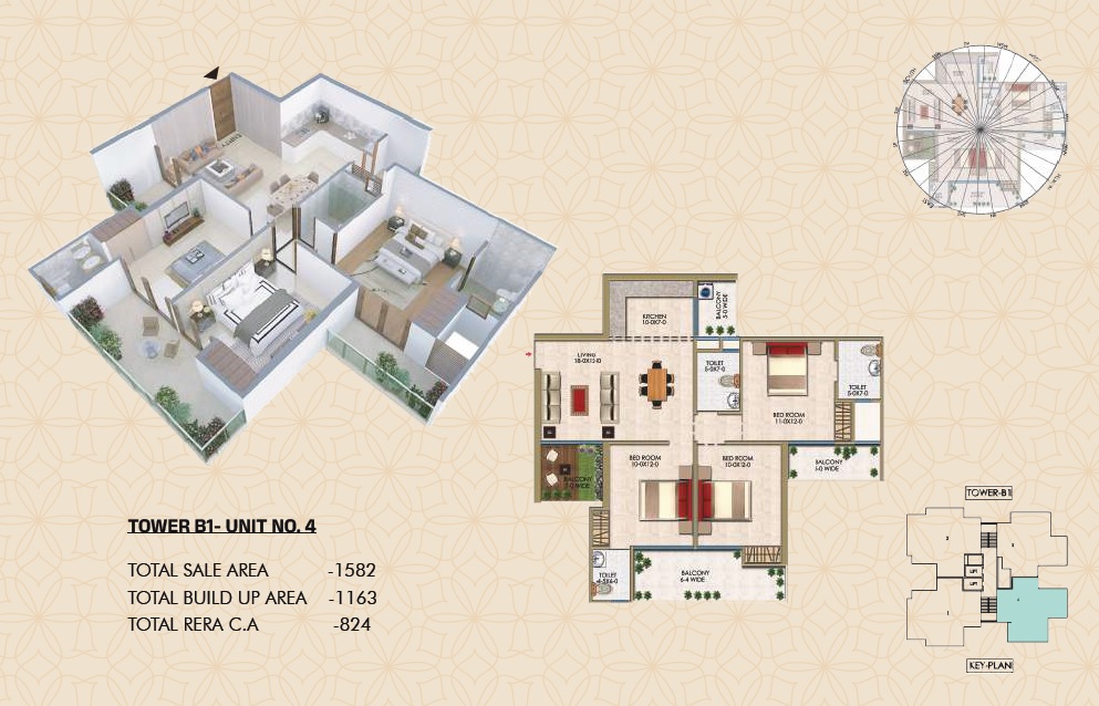 3 BHK 1582 Sq. Ft. Apartment in Renowned Renox Thrive