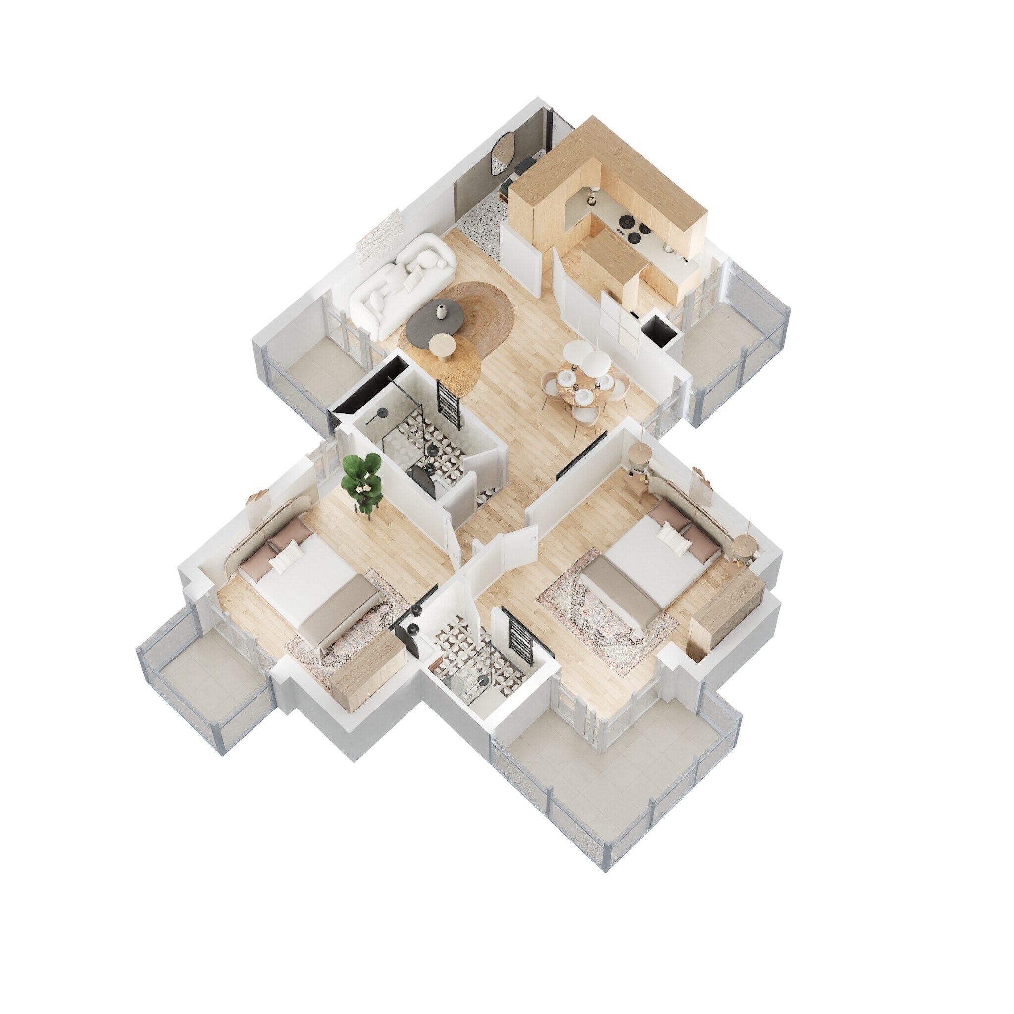 Floor plan of 2 BHK 1229 Sq. Ft. Apartment in RG Luxury Homes, Greater Noida