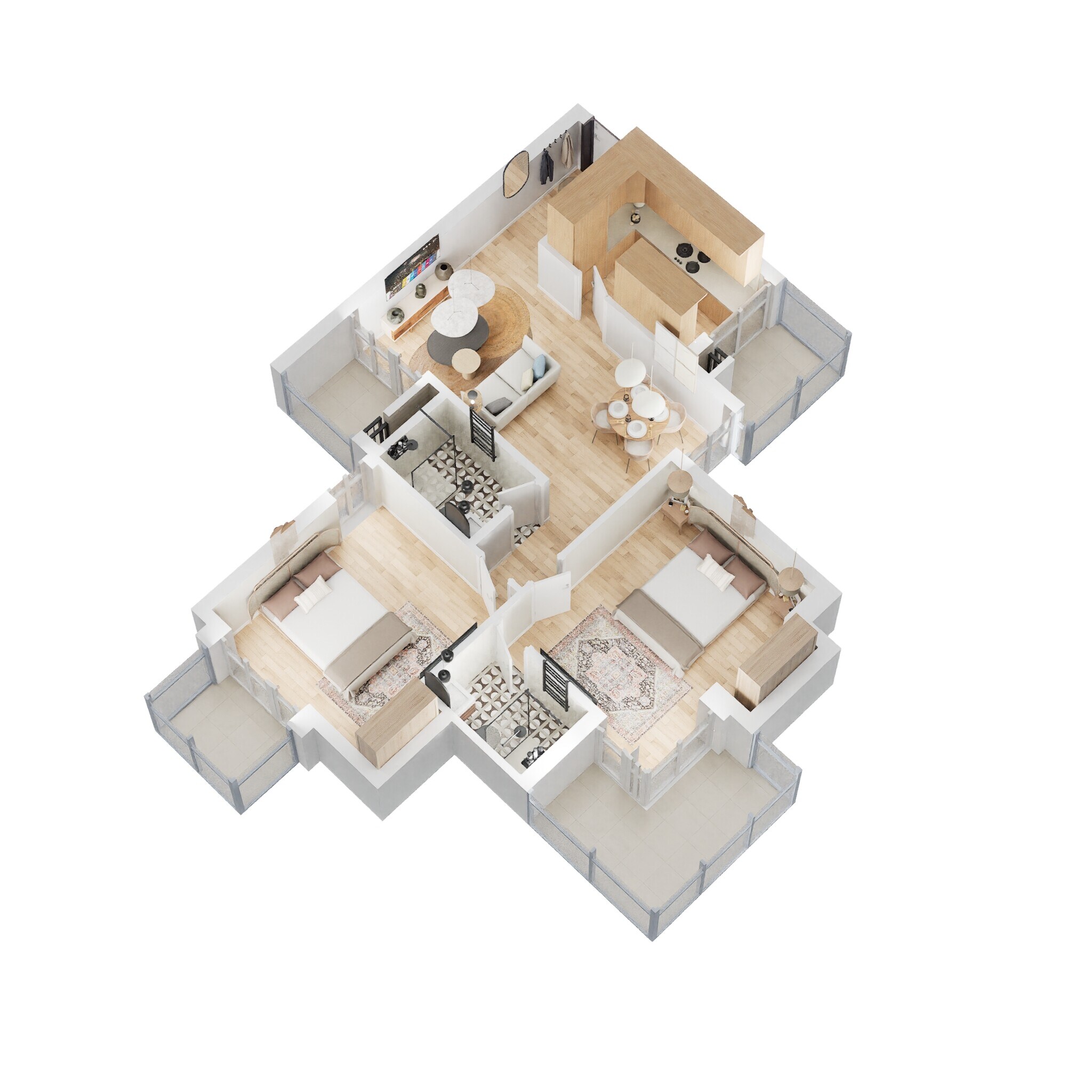 Floor plan of 2 BHK 1276 Sq. Ft. Apartment in RG Luxury Homes, Greater Noida