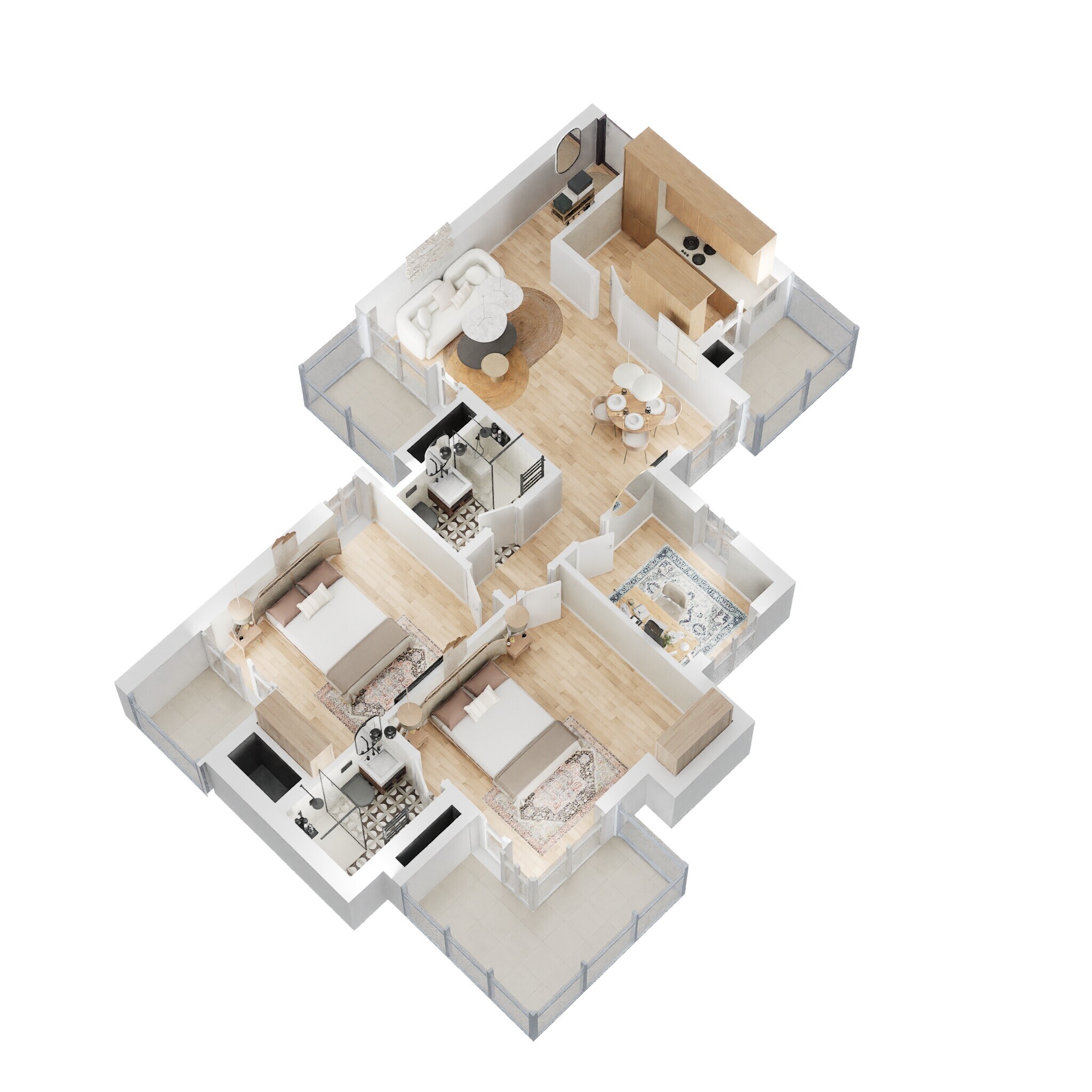 Floor plan of 2 BHK 1342 Sq. Ft. Apartment in RG Luxury Homes, Greater Noida