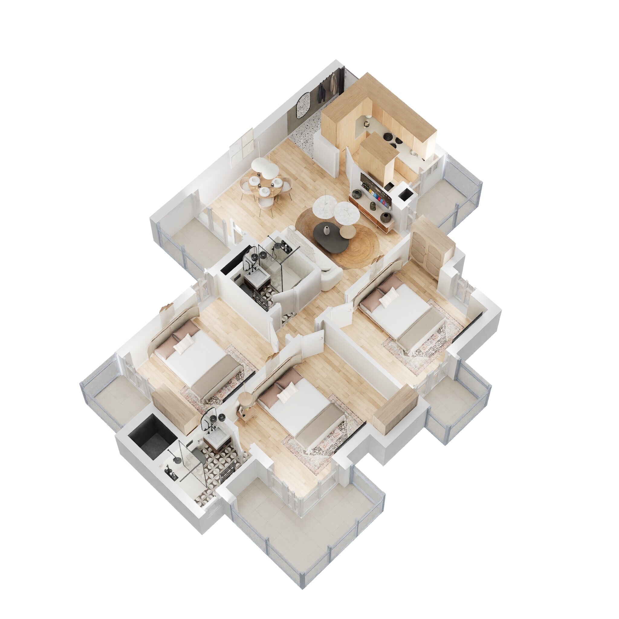 Floor plan of 3 BHK 1400 Sq. Ft. Apartment in RG Luxury Homes, Greater Noida