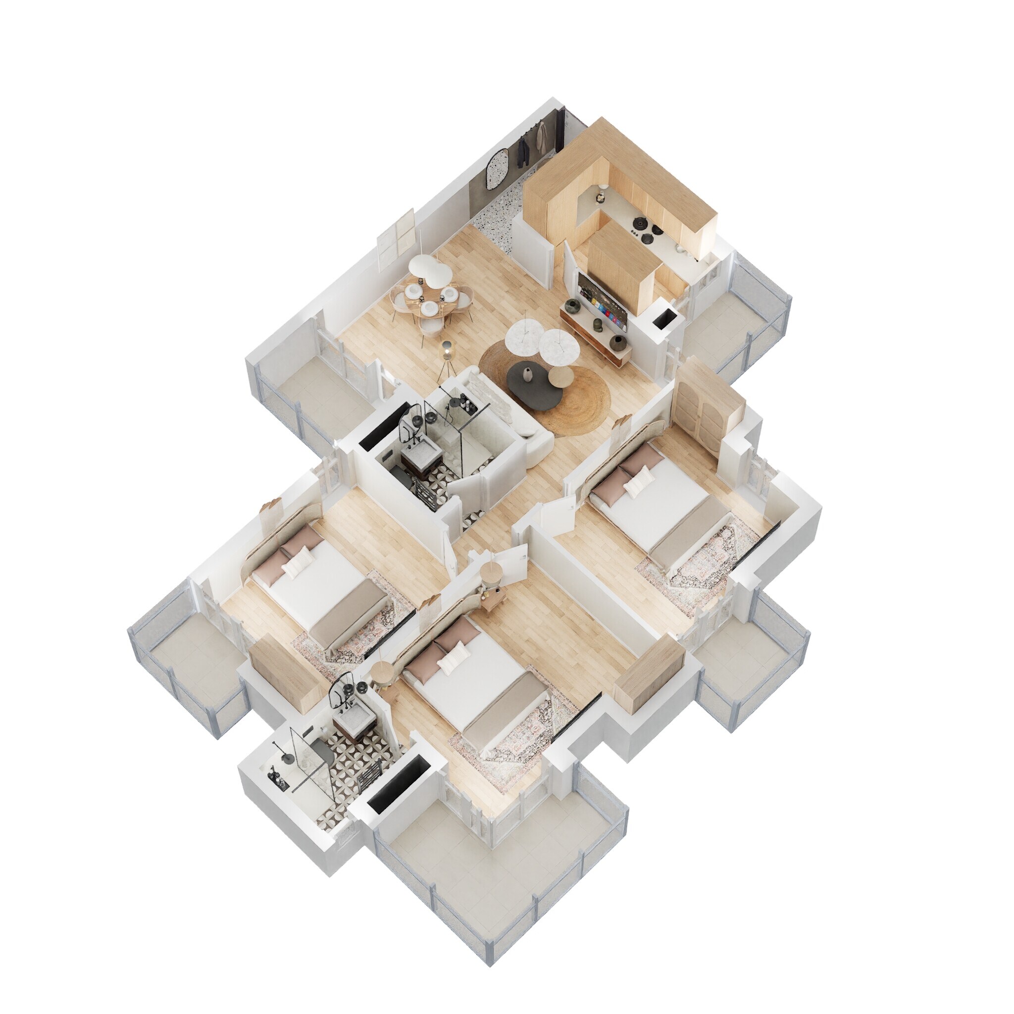 Floor plan of 3 BHK 1565 Sq. Ft. Apartment in RG Luxury Homes, Greater Noida
