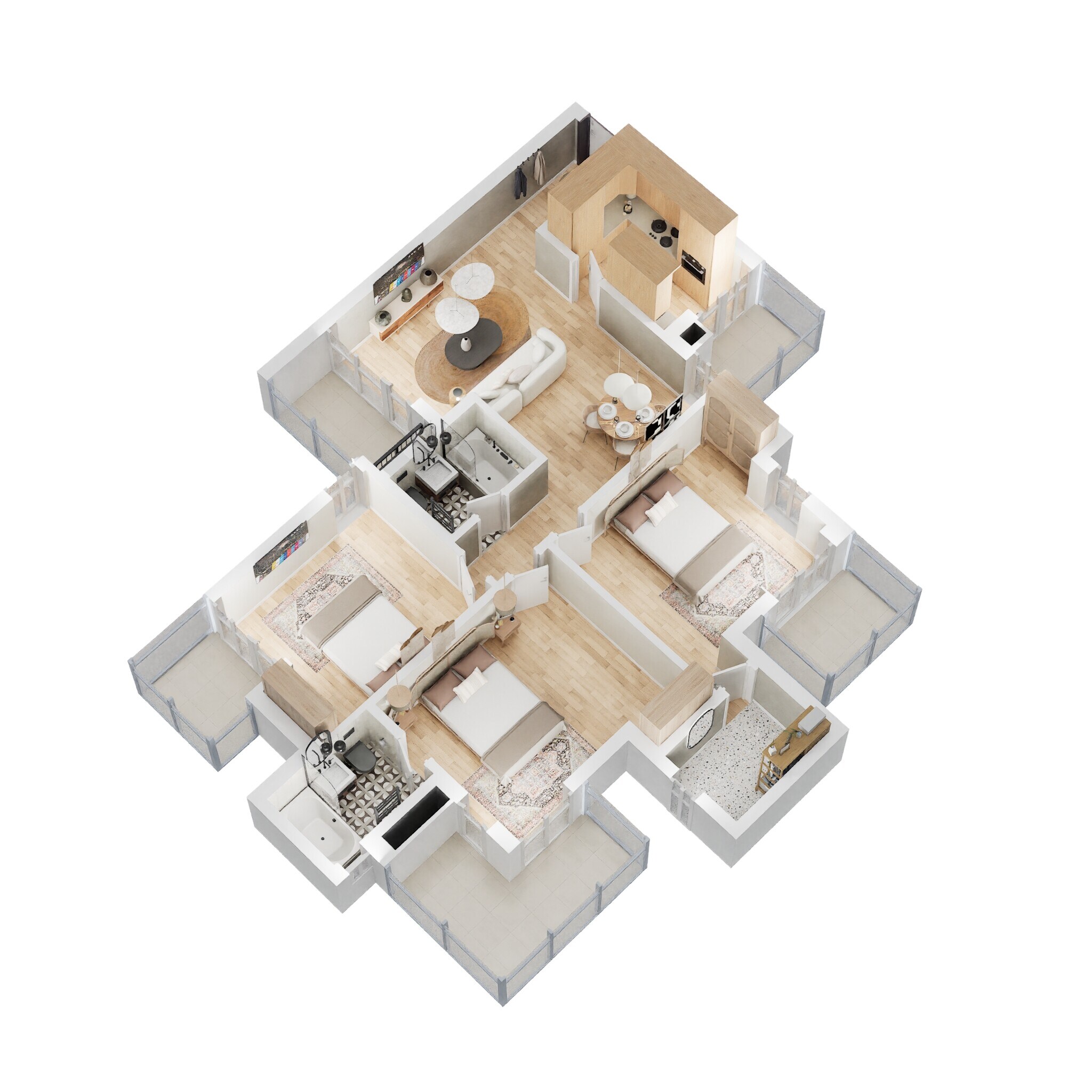Floor plan of 3 BHK 1661 Sq. Ft. Apartment in RG Luxury Homes, Greater Noida