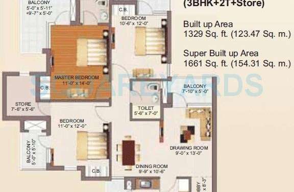 rg luxury homes apartment 3bhk store 1661sqft 101