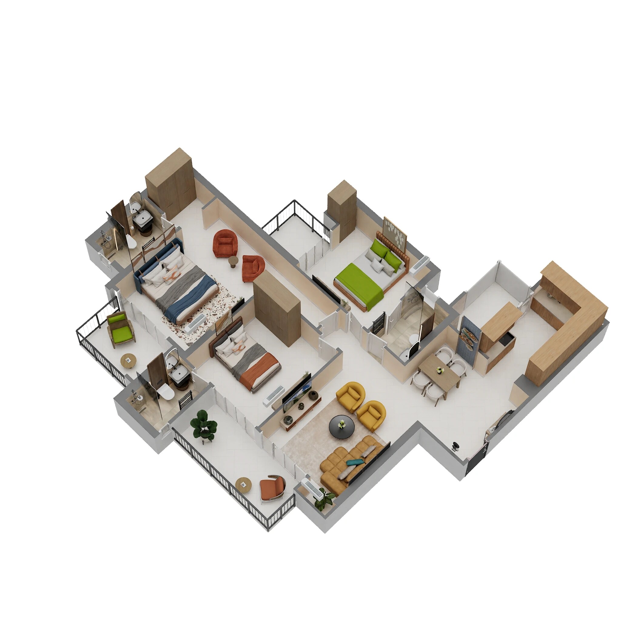 Floor plan of 3 BHK 1876 Sq. Ft. Apartment in RG Pleiaddes, Greater Noida
