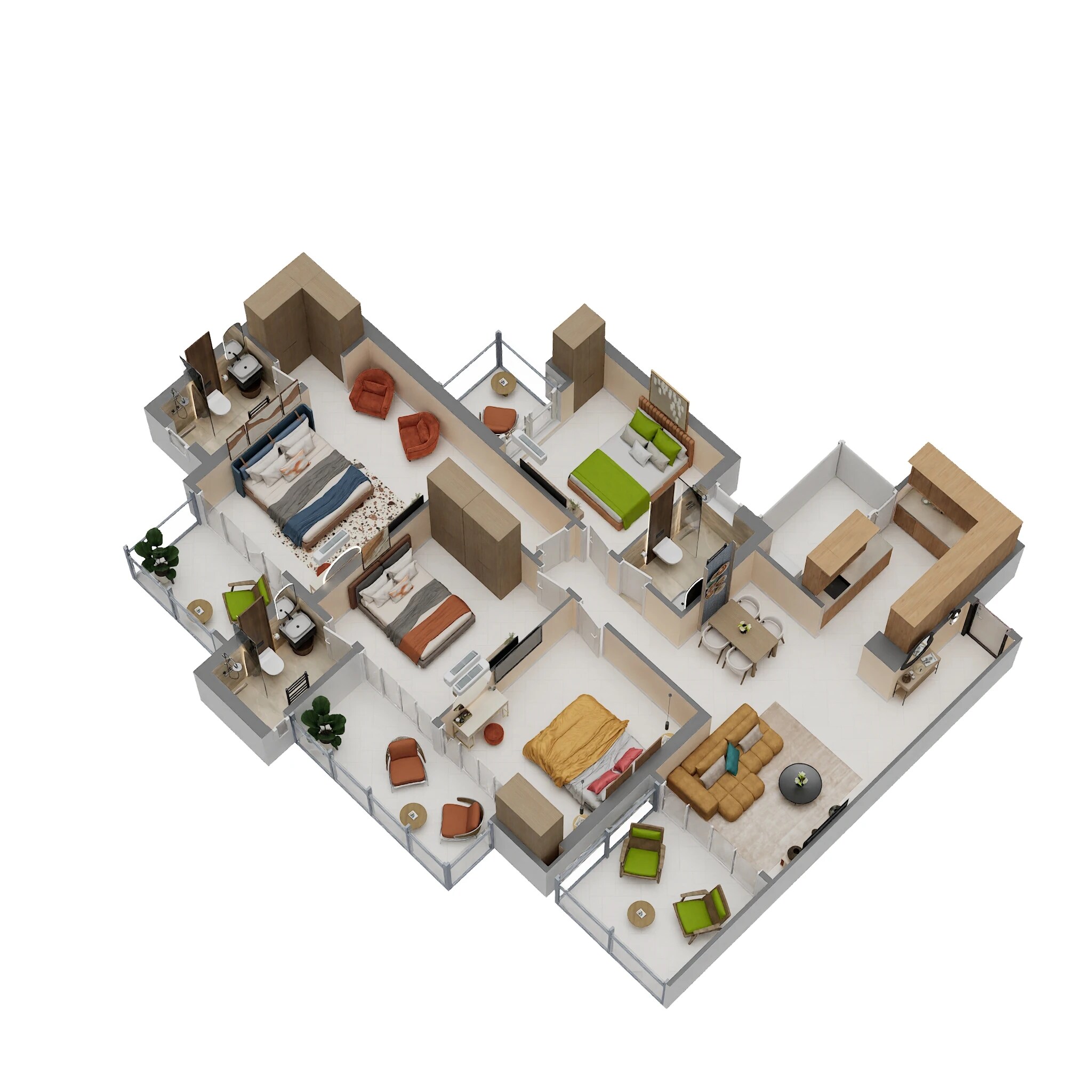 Floor plan of 4 BHK 2185 Sq. Ft. Apartment in RG Pleiaddes, Greater Noida