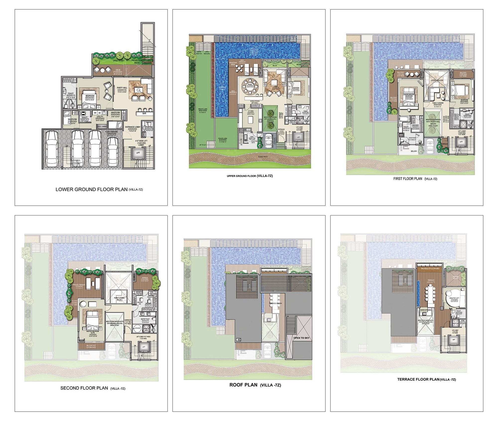 Floor plan of 5 BHK 8245 Sq. Ft. Villa in Rise Golf Villas, Greater Noida