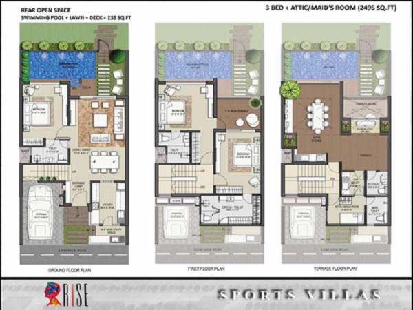 3 BHK 2495 Sq. Ft. Villa in Rise Sports Villas