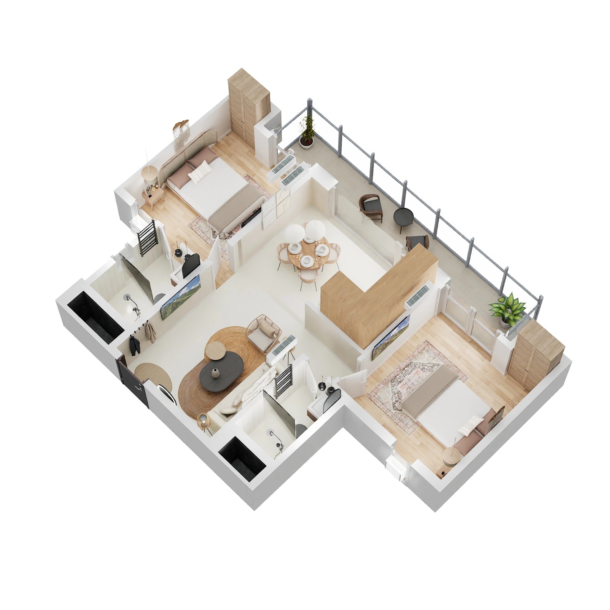 Floor plan of 2 BHK 1036 Sq. Ft. Apartment in RS Signature Park, Greater Noida