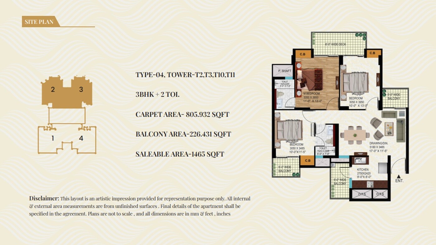 3 BHK 1465 Sq. Ft. Apartment