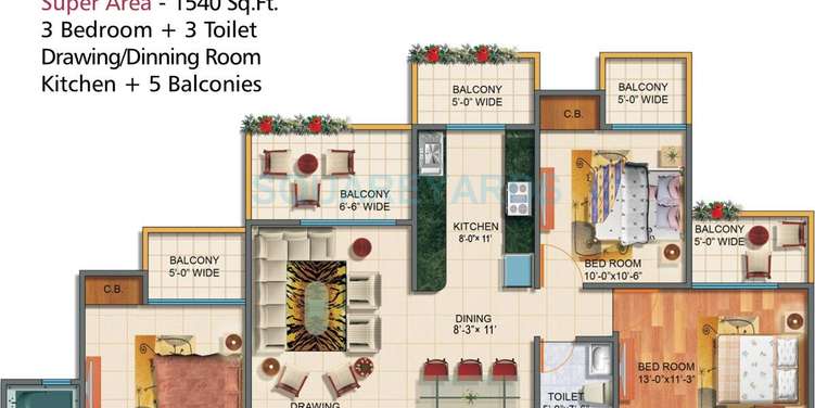 rudra palace heights apartment 3bhk 1540sqft 91