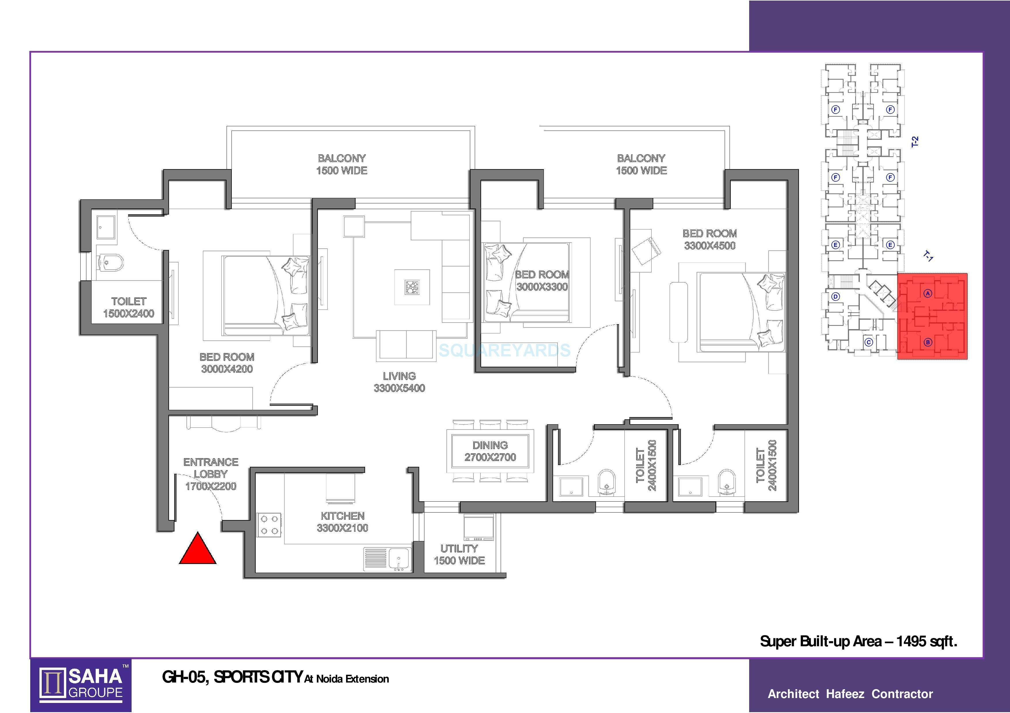 3 BHK 1495 Sq. Ft. Apartment