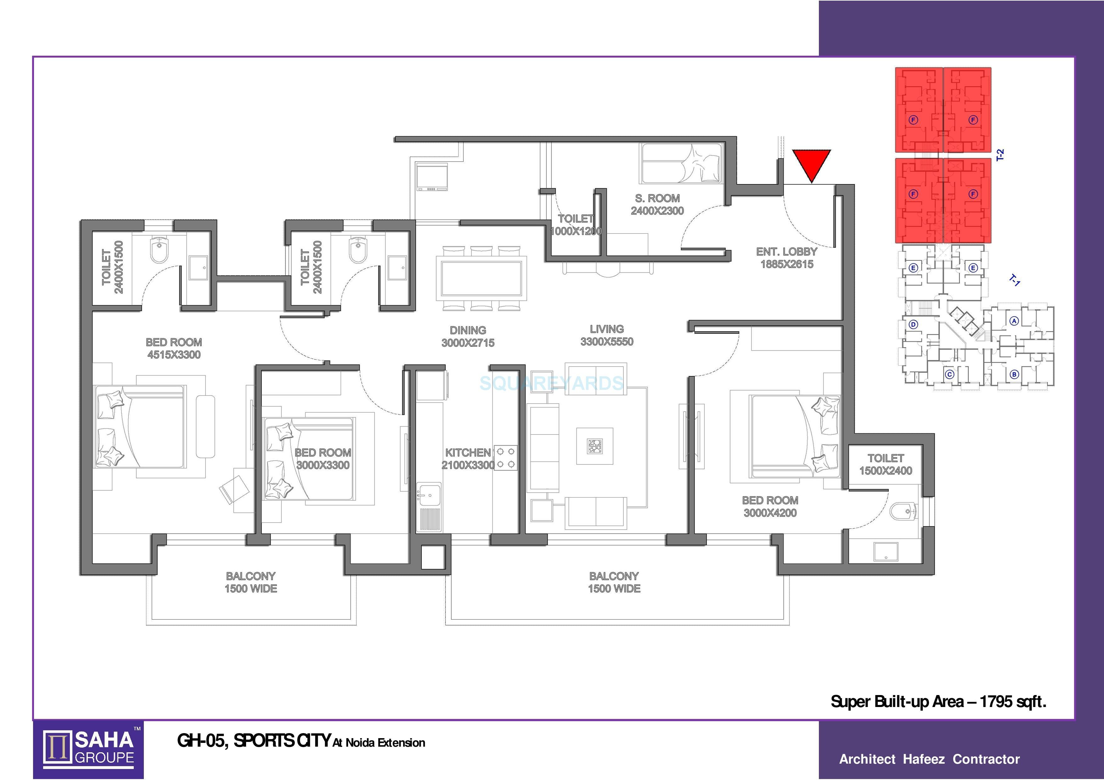 3 BHK 1795 Sq. Ft. Apartment