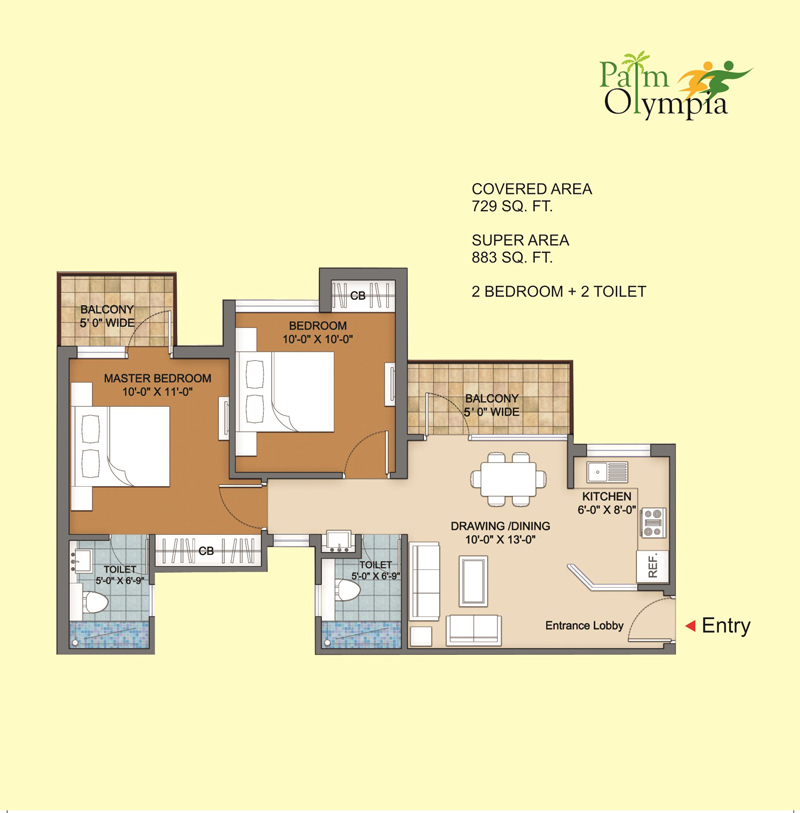 sam palm olympia apartment 2bhk 883sqft 1