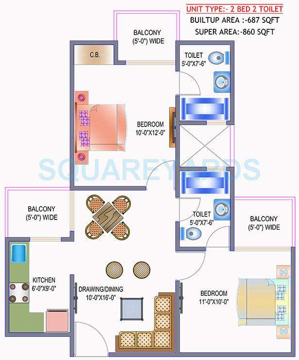 2 BHK 860 Sq. Ft. Apartment in Saviour Green Arch