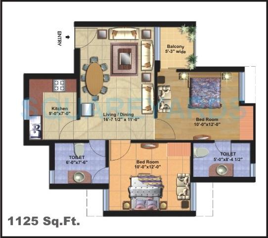 2 BHK 1125 Sq. Ft. Apartment