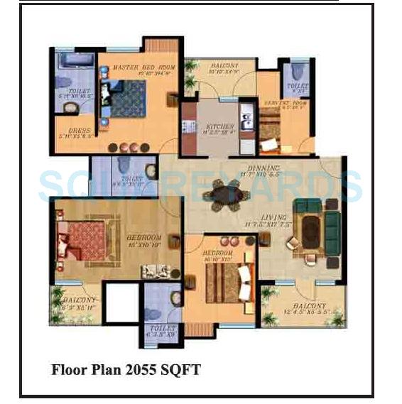 3 BHK 2055 Sq. Ft. Apartment