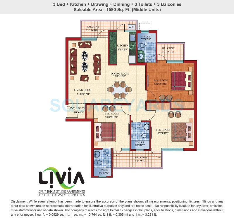 3 BHK 1590 Sq. Ft. Apartment