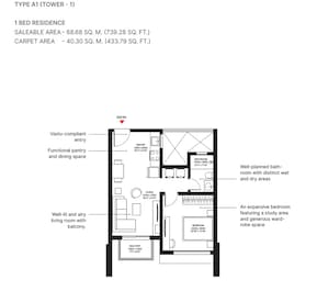 1 BHK 739 Sq. Ft. Apartment in Sobha Aurum