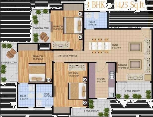 solitairian estate apartment 3 bhk 1425sqft 20213306003320