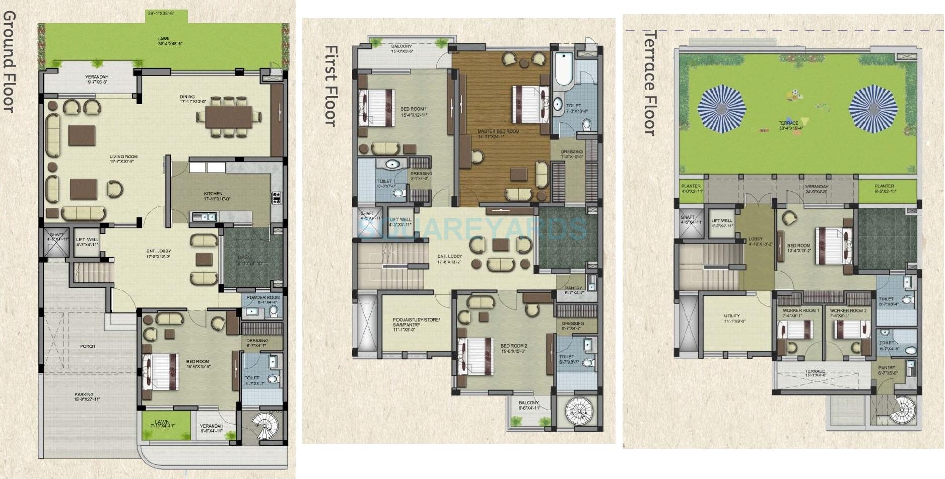 Floor plan of 5 BHK 5600 Sq. Ft. Villa in Stellar Sigma Villas, Greater Noida