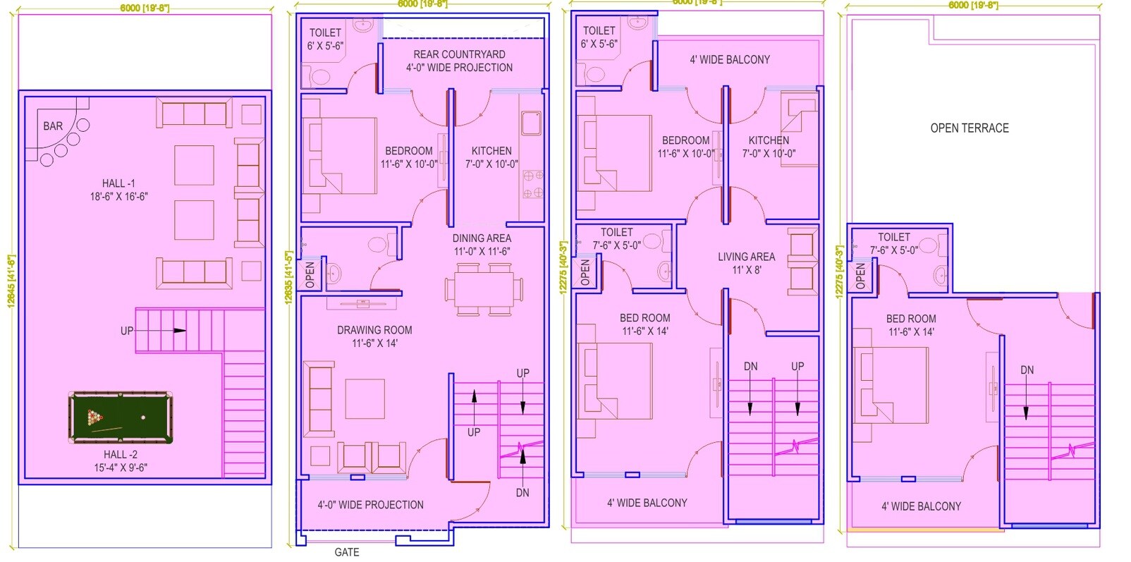 Floor plan of 4 BHK 2795 Sq. Ft. Villa in Supertech Holiday Village Phase II, Greater Noida