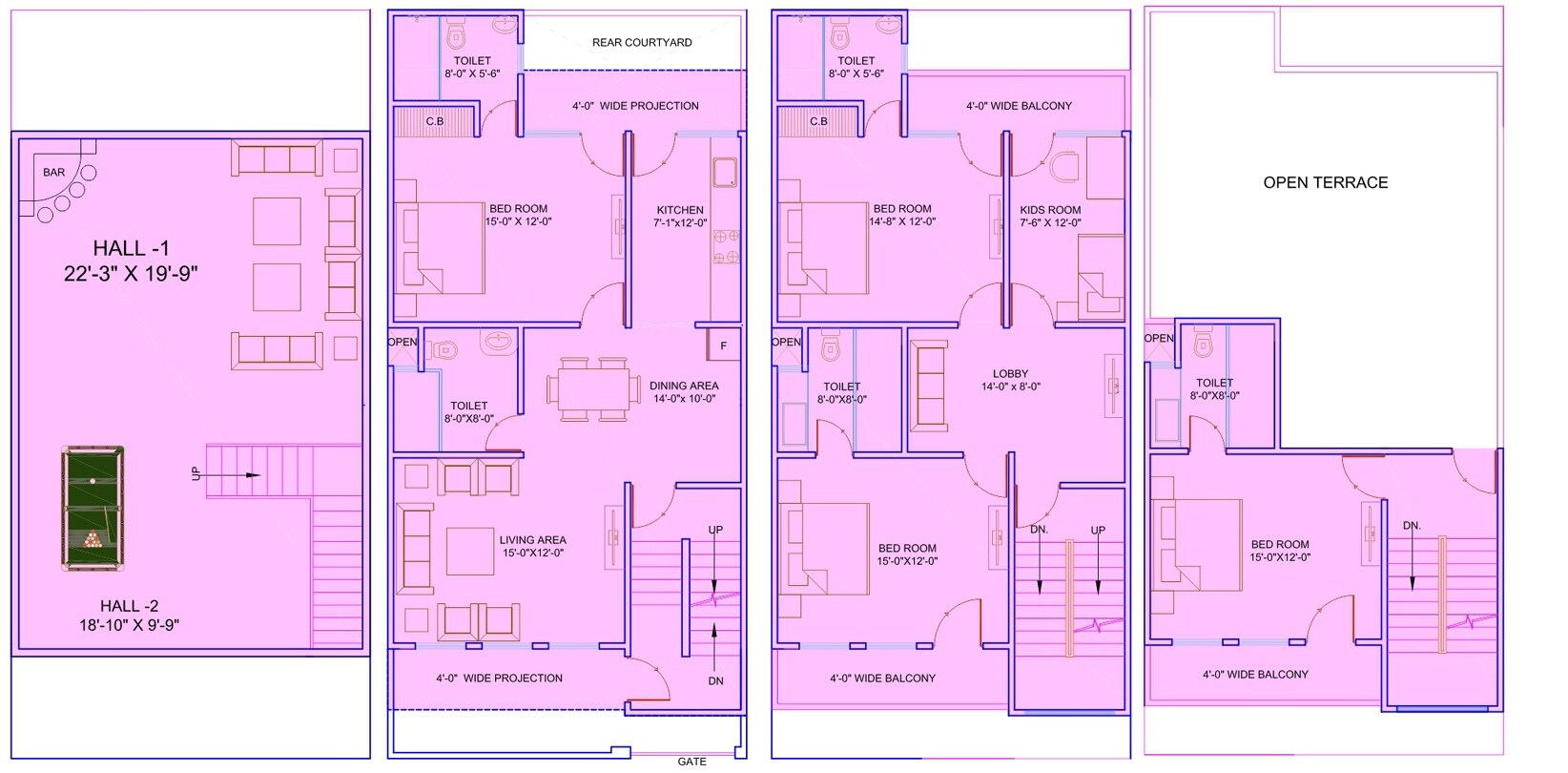 Floor plan of 4 BHK 3491 Sq. Ft. Villa in Supertech Holiday Village Phase II, Greater Noida