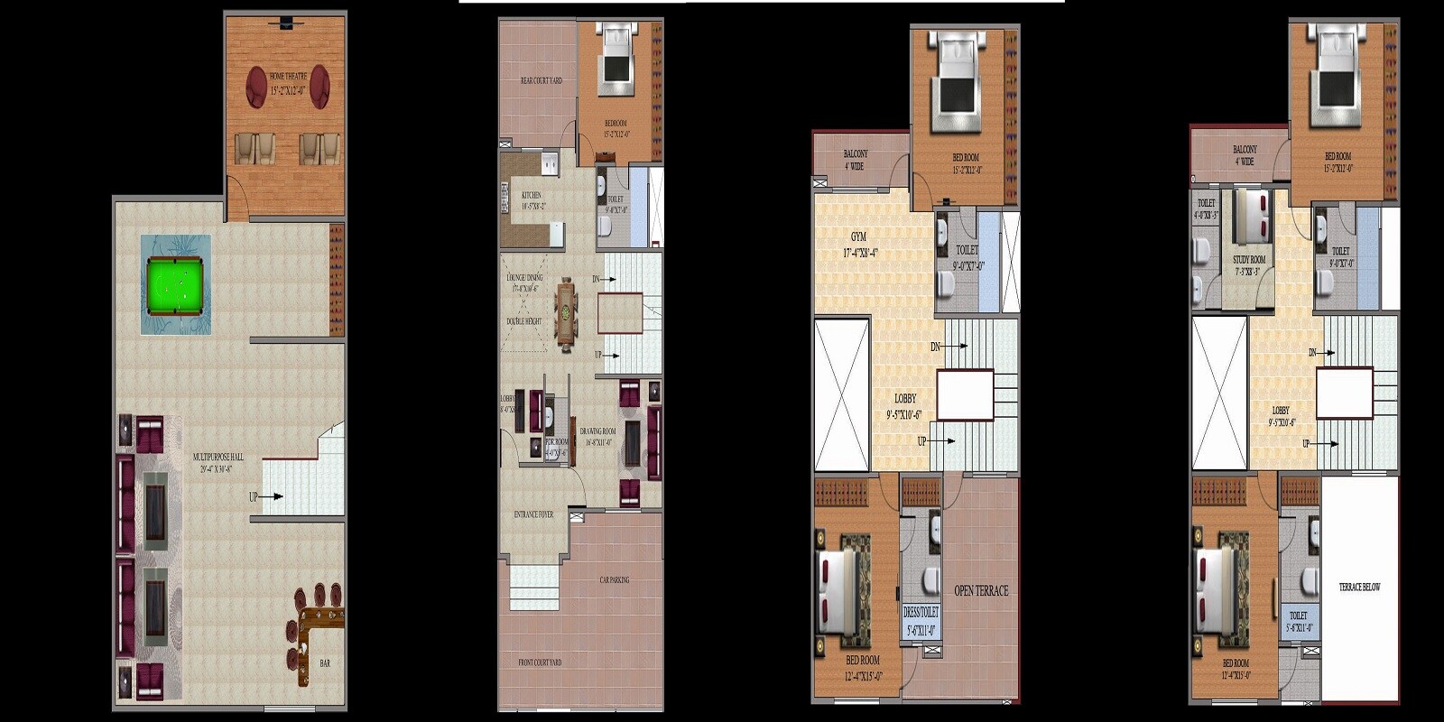 Floor plan of 5 BHK 4445 Sq. Ft. Villa in Supertech Holiday Village Phase II, Greater Noida