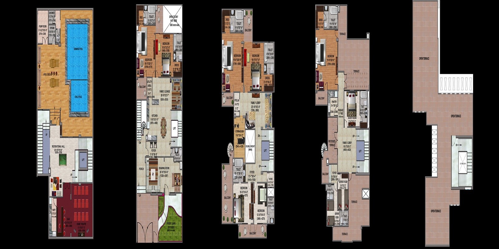 Floor plan of 8 BHK 12275 Sq. Ft. Villa in Supertech Holiday Village Phase II, Greater Noida