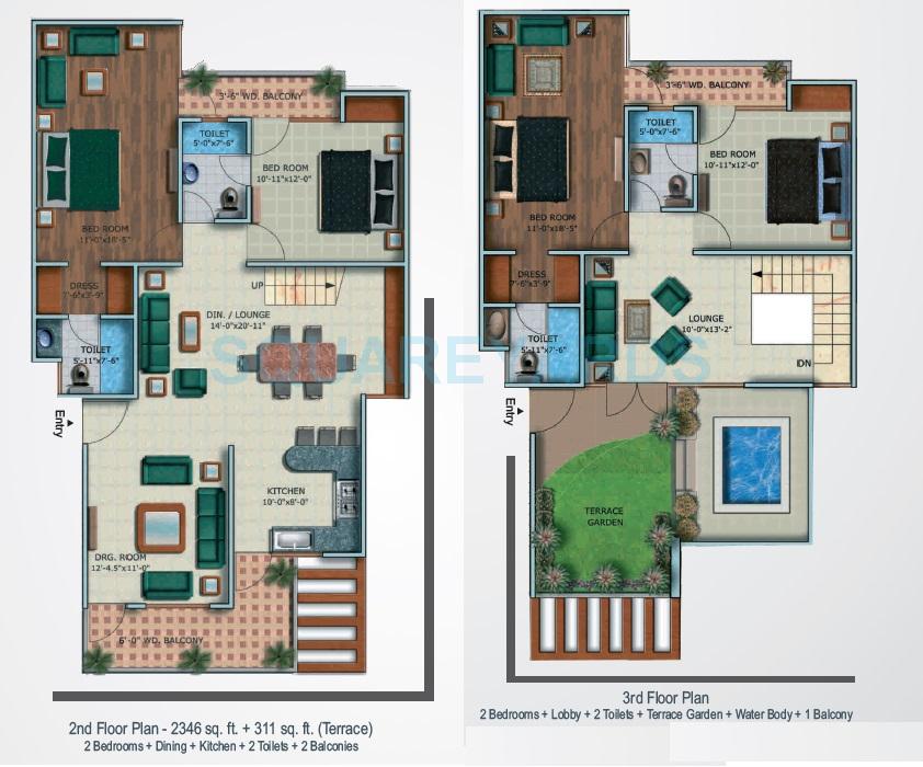 Floor plan of 4 BHK 2346 Sq. Ft. Ind Floor in Supertech Oxford Square, Greater Noida