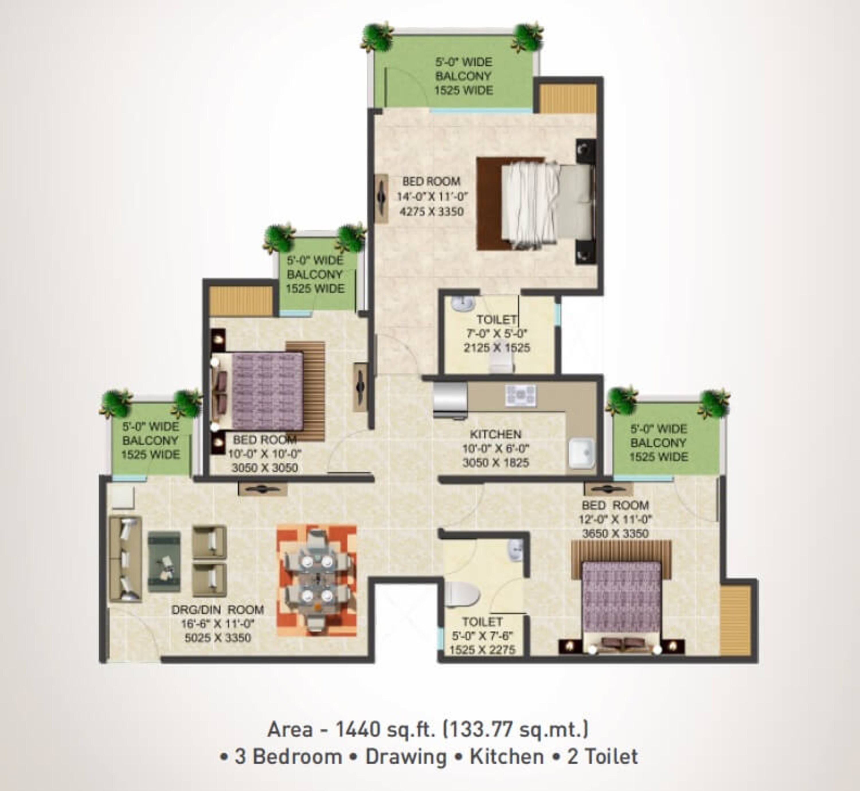 supertech shaan apartment 3bhk 1440sqft 1