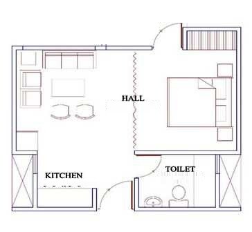 Floor plan of 1 BHK 477 Sq. Ft. Apartment in Supertech Socrates, Greater Noida