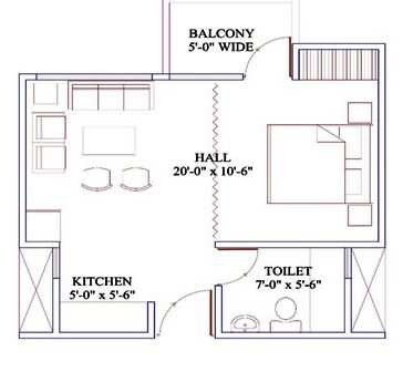 Floor plan of 1 BHK 545 Sq. Ft. Apartment in Supertech Socrates, Greater Noida