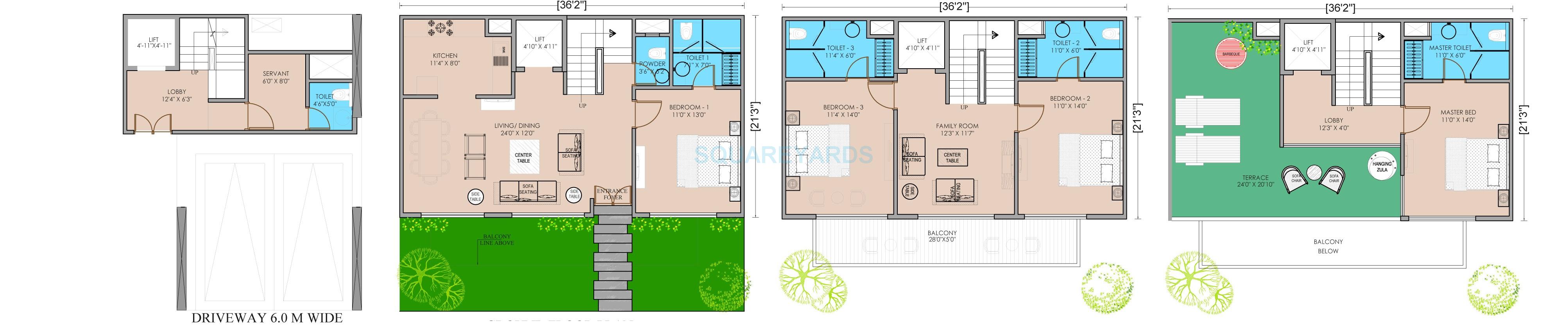 Floor plan of 4 BHK 2375 Sq. Ft. Villa in Supertech Sports Republik, Greater Noida