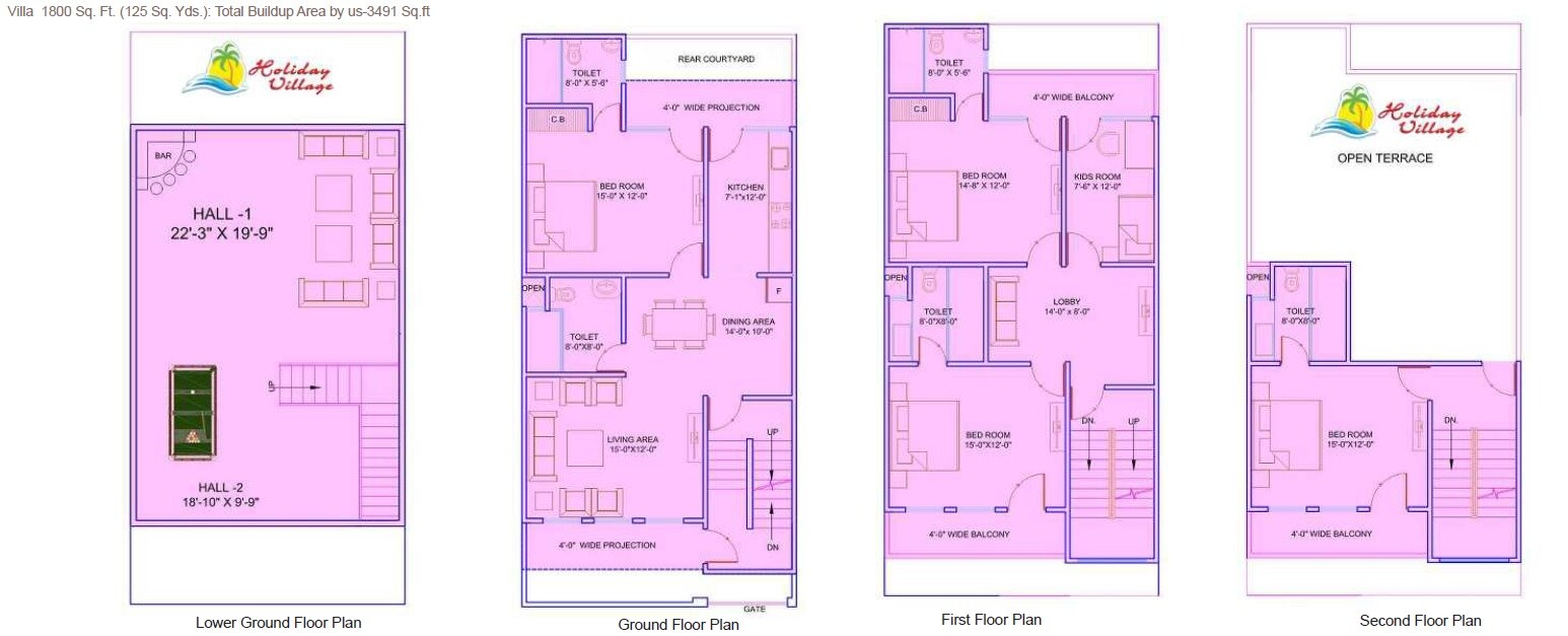 Floor plan of 5 BHK 3491 Sq. Ft. Villa in Supertech Up Country Villa, Greater Noida