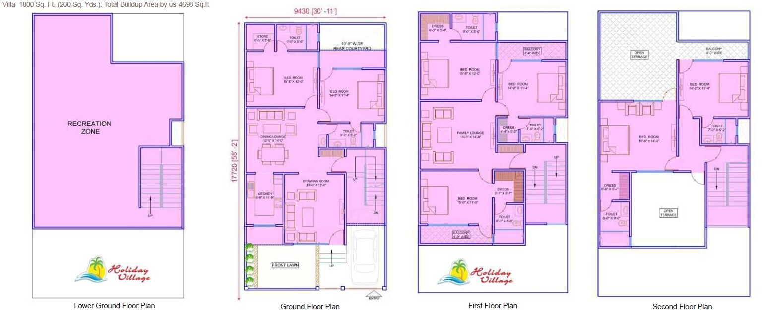 Floor plan of 6 BHK 4698 Sq. Ft. Villa in Supertech Up Country Villa, Greater Noida