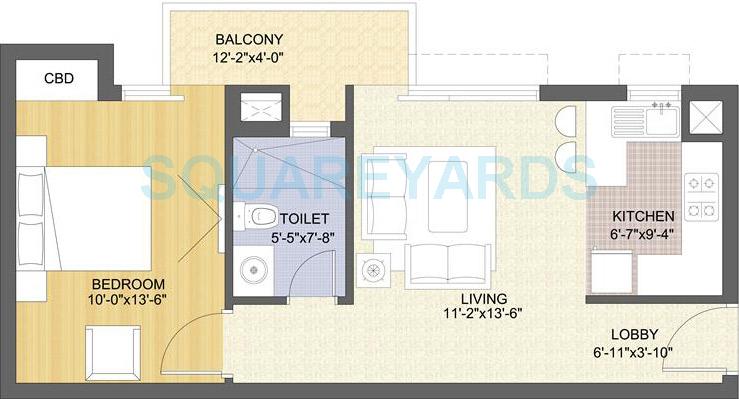 1 BHK 750 Sq. Ft. Apartment