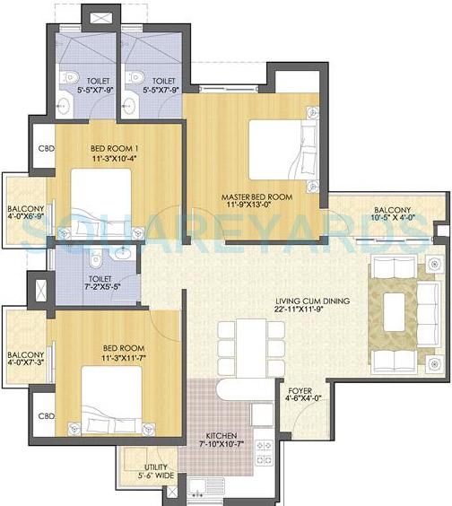 3 BHK 1575 Sq. Ft. Apartment