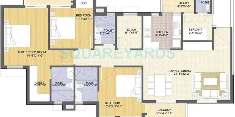 sushant serene residency apartment 3bhk sq 1875sqft 1