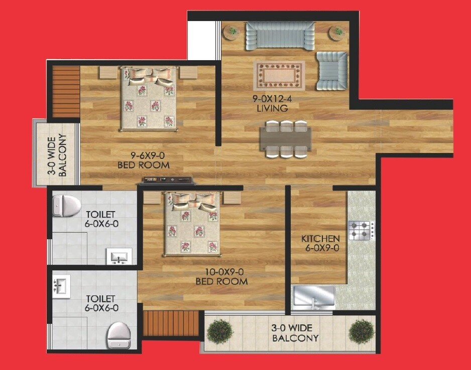 Floor plan of 1 BHK 800 Sq. Ft. Apartment in SVG Heights, Greater Noida