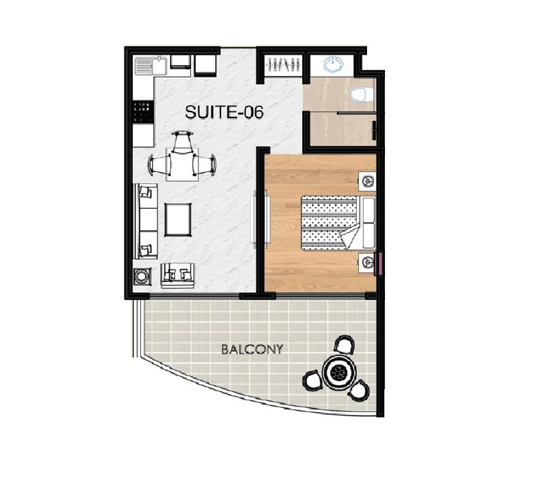 Floor plan of 696 Sq. Ft. Studio in SVG Town Square, Greater Noida