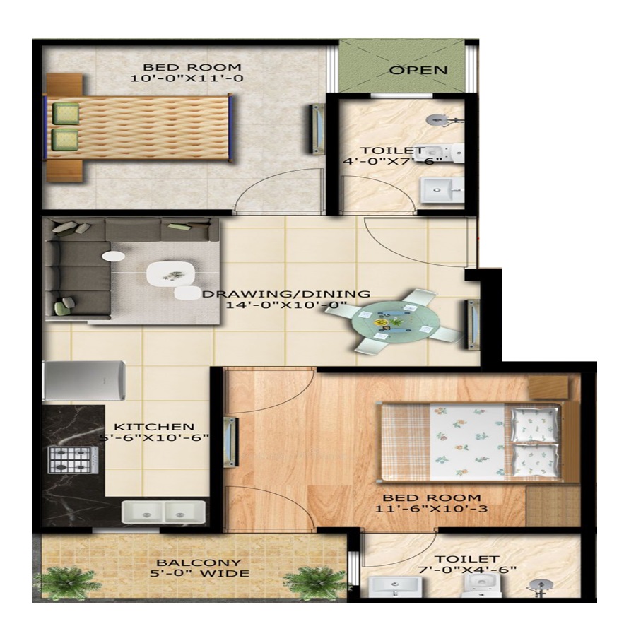 Trinity Grand 2 BHK Layout