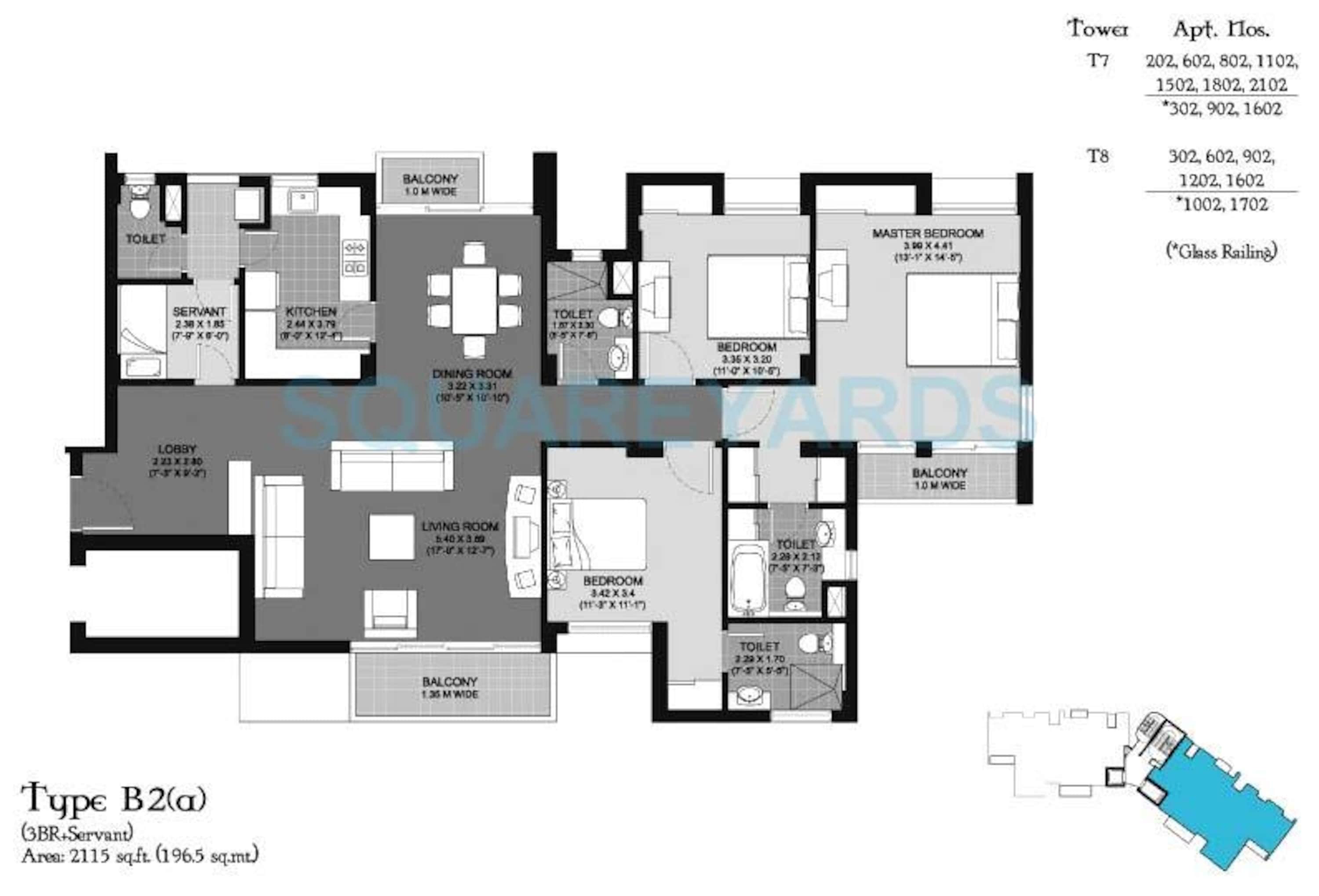 unitech cascades apartment 3bhk 2115sqft 1