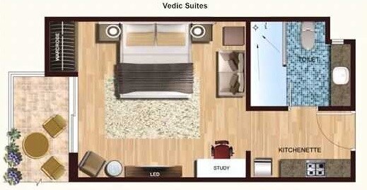 Floor plan of 1 BHK 600 Sq. Ft. Apartment in Vardhman Vedic Suites, Greater Noida
