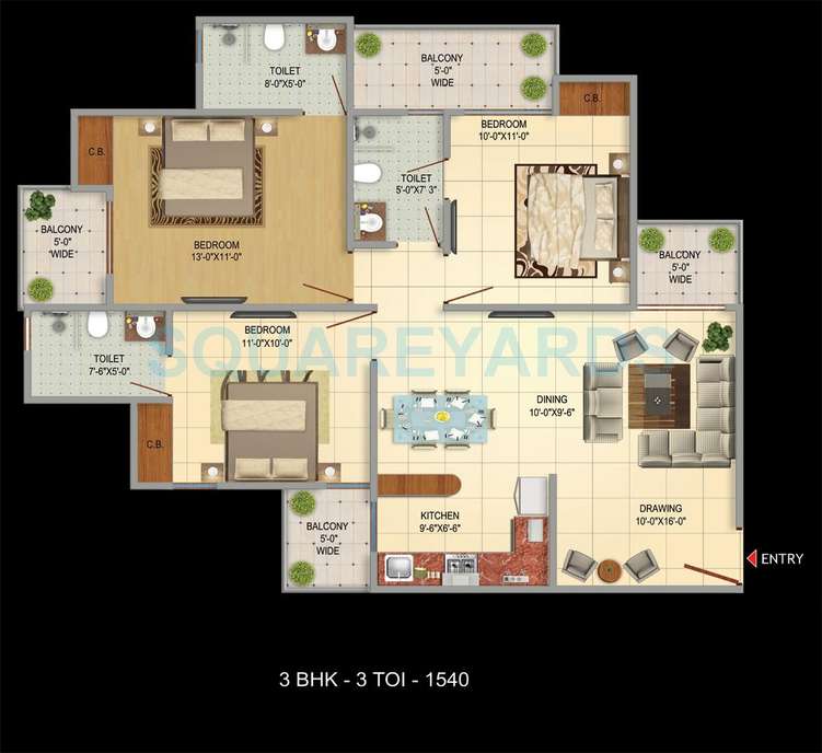 victoryone amara apartment 3bhk 1540sqft 51